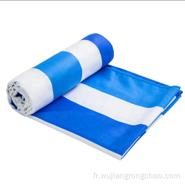 Serviette De Plage Imprimée Rayures Bleues Et Blanches